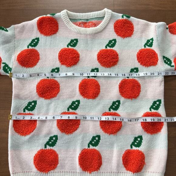 Unbranded Womens Knitted Orange Sweater Casual Cute Loose Pullover Fruit Texture - Picture 5 of 6